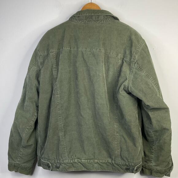 Vintage Gap Y2K 2003 Olive Green Corduroy Sherpa Lined Trucker Jacket mens L - Picture 6 of 14